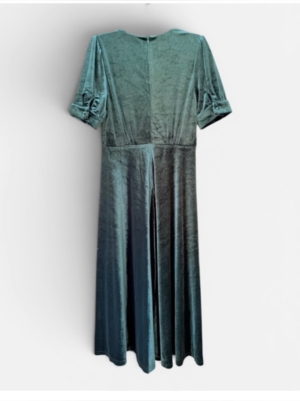 Bohme green vneck velvet button up midi dress - Picture 5 of 6